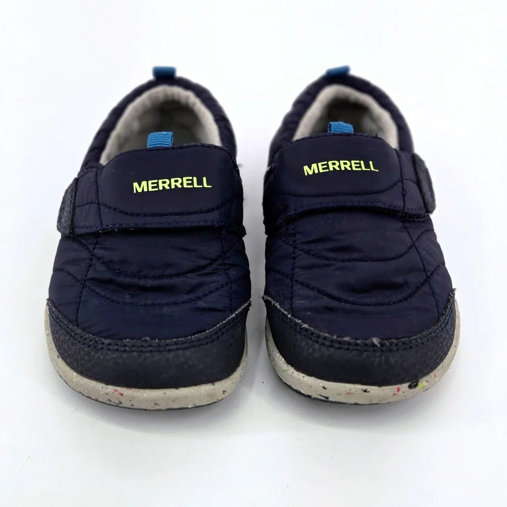 Merrell Bare Steps Hut Moc Navy Blue Quilted Infant Toddler Slip On Shoes Sz 7M